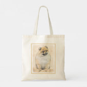 Spitz (Orange) Malerei - Originale Hundekunst Tragetasche (Rückseite)