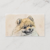 Spitz (Orange) Malerei - Originale Hundekunst Visitenkarte (Rückseite)