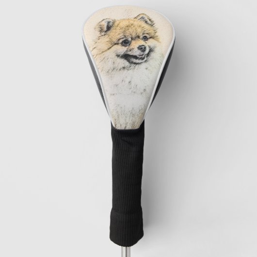 Spitz-(orange) Malerei - ursprüngliche Hundekunst Golf Headcover (Vorderseite)