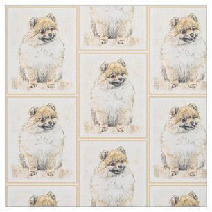 Spitz-(orange) Malerei - ursprüngliche Hundekunst Stoff