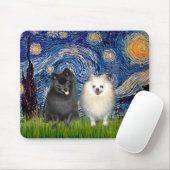 Spitz Pair (B+W)-Starry Night Mousepad (Mit Mouse)