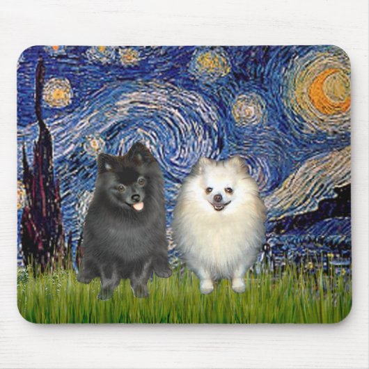 Spitz Pair (B+W)-Starry Night Mousepad (Vorne)