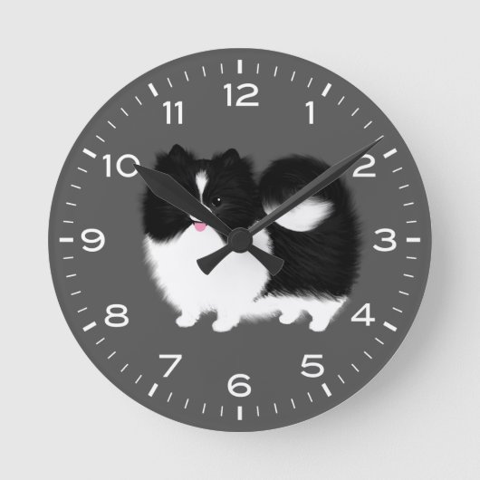 Spitz Parti Pom Runde Wanduhr (Vorderseite)