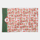 Spitz Pattern Monogram Christmas Dog Geschirrtuch (Horizontal)