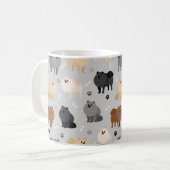 Spitz Paw-Drucke und Dog Bones Kaffee Tasse (Vorderseite Links)