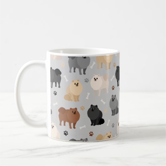 Spitz Paw-Drucke und Dog Bones Kaffee Tasse (Links)