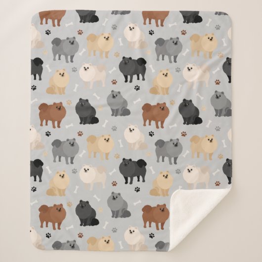 Spitz Paw-Drucke und Dog Bones Sherpa Blanket Sherpadecke (Vorderseite)