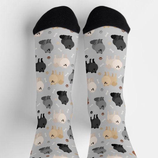 Spitz-Paw-Drucke und Dog-Bones-Socken Socken (Oben)