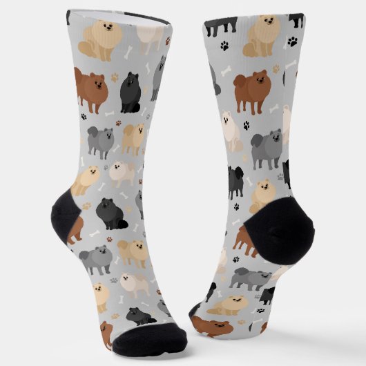 Spitz-Paw-Drucke und Dog-Bones-Socken Socken (Gewinkelt)