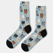 Spitz-Paw-Drucke und Dog-Bones-Socken Socken (Linkes Detail)