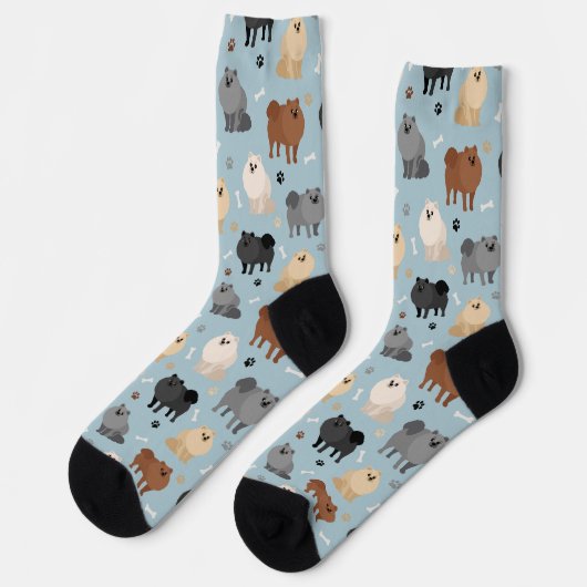 Spitz-Paw-Drucke und Dog-Bones-Socken Socken (Linkes Detail)