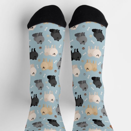 Spitz-Paw-Drucke und Dog-Bones-Socken Socken (Oben)
