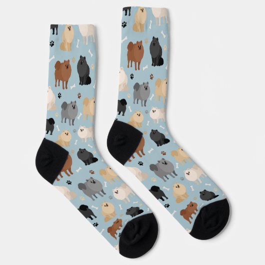 Spitz-Paw-Drucke und Dog-Bones-Socken Socken (Rechts)