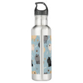 Spitz Paw-Drucke und Hundeknochen Edelstahlflasche (Rückseite)