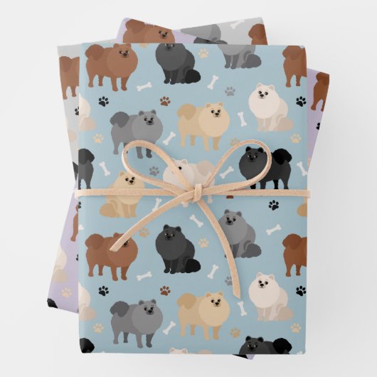 Spitz Paw-Drucke und Hundeknochen Geschenkpapier Set (Beispiel)