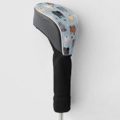 Spitz Paw-Drucke und Hundeknochen Golf Headcover (angewinkelt)