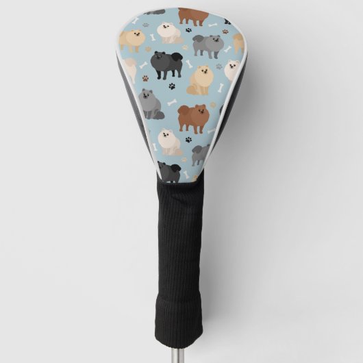 Spitz Paw-Drucke und Hundeknochen Golf Headcover (Vorderseite)
