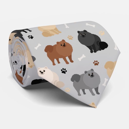 Spitz Paw-Drucke und Hundeknochen Neck Tie Krawatte (Gerollt)