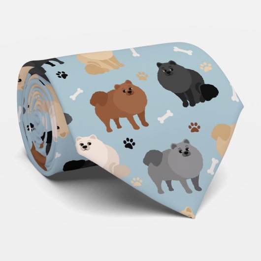 Spitz Paw-Drucke und Hundeknochen Neck Tie Krawatte (Gerollt)