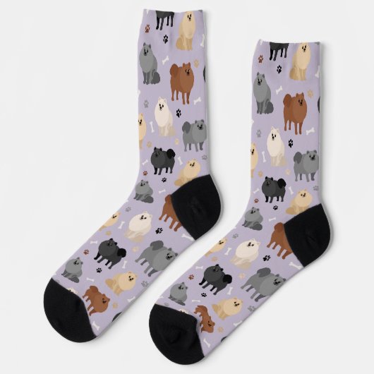 Spitz Paw-Drucke und Hundeknochen Socken (Linkes Detail)