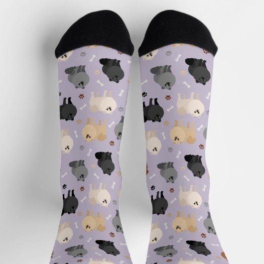 Spitz Paw-Drucke und Hundeknochen Socken (Oben)
