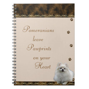 Spitz Pawrints auf Ihrem Herz-Notizbuch ~brown Notizblock