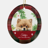 Spitz Personalisiert Erster Weihnachten Keramik Ornament (Links)