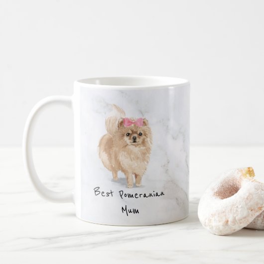 Spitz Personalisierte Hunde Tasse (Mit Donut)