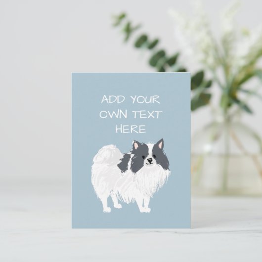 Spitz Personalisierter Hundename Postkarte (Stehend Vorderseite)