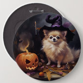 Spitz Pumpkins Halloween Beängstigend Button (Vorne & Hinten)