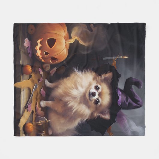 Spitz Pumpkins Halloween Beängstigend Fleecedecke (Vorderseite (Horizontal))