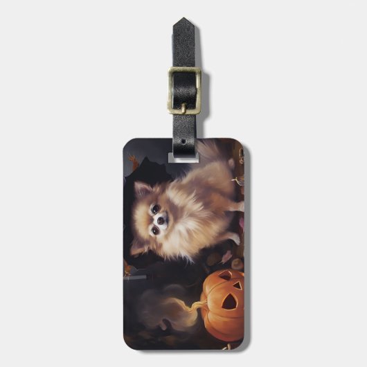 Spitz Pumpkins Halloween Beängstigend Gepäckanhänger (Vorderseite vertikal)
