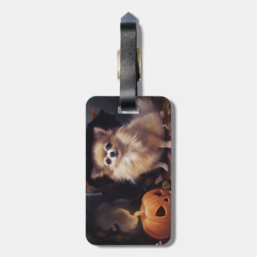 Spitz Pumpkins Halloween Beängstigend Gepäckanhänger (Rückseite vertikal)