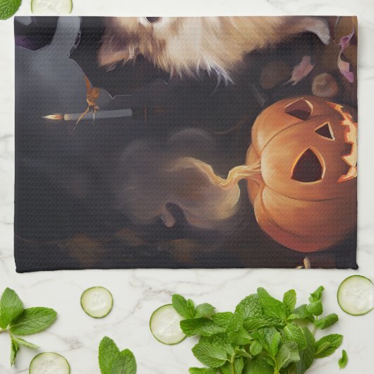 Spitz Pumpkins Halloween Beängstigend Geschirrtuch (Gefaltet)