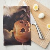 Spitz Pumpkins Halloween Beängstigend Geschirrtuch (Viertel Falte)