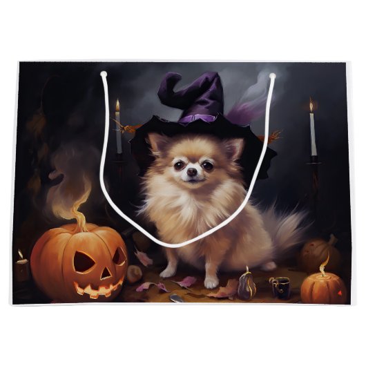 Spitz Pumpkins Halloween Beängstigend Große Geschenktüte (Vorderseite)