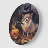 Spitz Pumpkins Halloween Beängstigend Große Wanduhr (Winkel)