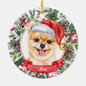 Spitz Pup Custom Dog Weihnachtsfeier Keramik Ornament (Hinten)