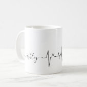 Spitz Rasse Haustier Hund Heartbeat Line Art Liebe Kaffeetasse (Vorderseite Links)