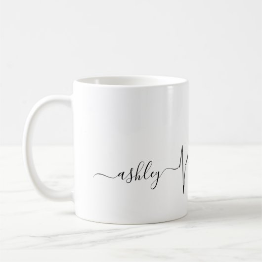 Spitz Rasse Haustier Hund Heartbeat Line Art Liebe Kaffeetasse (Links)
