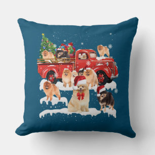 Spitz Reiten Red Truck Xmas Frohe Weihnachten Kissen