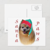 Spitz Santa Paws Feiertagspostkarte (Vorne/Hinten)