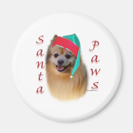 Spitz Santa Paws Magnet (Vorne)