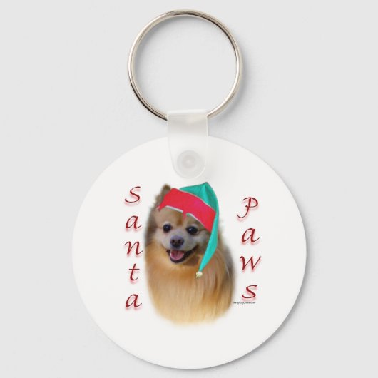 Spitz Santa Paws Schlüsselanhänger (Vorderseite)