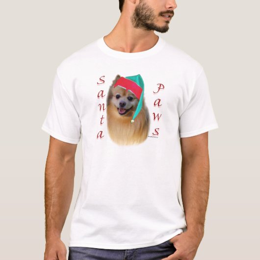 Spitz Santa Paws T-Shirt (Vorderseite)