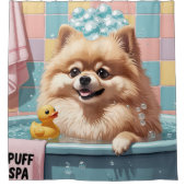 Spitz Sloppy Sleepy Niedlich Funny Duschvorhang (Vorderseite)