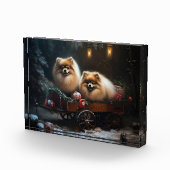 Spitz Snowy Sleigh Weihnachtsdekor Fotoblock (Rechts)