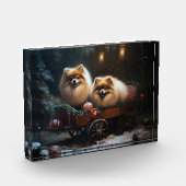 Spitz Snowy Sleigh Weihnachtsdekor Fotoblock (Links)