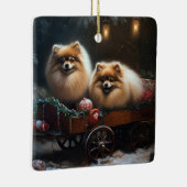 Spitz Snowy Sleigh Weihnachtsdekor Keramikornament (Rechts)