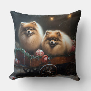 Spitz Snowy Sleigh Weihnachtsdekor Kissen